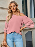 Solid Color Metal Buckle Shoulder Blouses