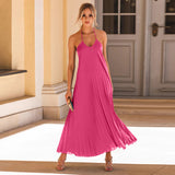 A-Line Suspender Pleated Dress Beach Long Skirts