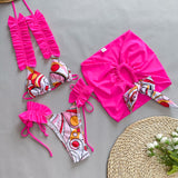 Ruffled Hem Bikini Three Piece Set