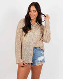 Sequined Long Sleeve Lapel Shirts