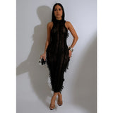 Temperament Sleeveless See-Through Mesh Dress