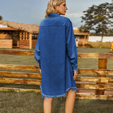 Pocket Long Sleeve Denim Shirt Dress