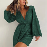 Stylish Sequin Long Sleeve Dress Jumpsuits