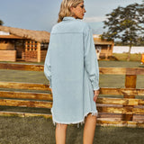 Pocket Long Sleeve Denim Shirt Dress