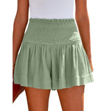 Solid High Waist Pleated Shorts