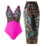 Bikini One-Piece Swimsuit + Beach Skirt Cover-Up Sets