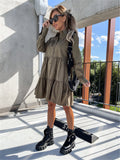 Long Sleeve Ruffle Swing Mini Dress