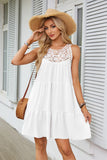 Hollow Lace Stitching Halter Neck A-Line Dress