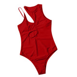 Hollow Solid Color One-piece Swimsuit