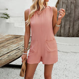 Sleeveless Solid Color Jumpsuits