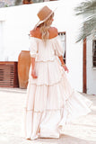 Boat Neck Off-Shoulder Bohemian Holiday Dress