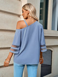 Solid Color Metal Buckle Shoulder Blouses