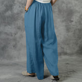 Casual Fit Solid Color High Waist Front Drawstring Wide Leg Pants