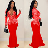 V-Neck Rhinestone Maxi Dress