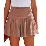 Solid High Waist Pleated Shorts