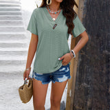 Casual solid color V-neck T-shirt