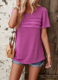 Short-Sleeved Solid Color Crew Neck Top