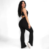 Solid Color U-Neck Backless Shaping High Waisted Jumpsuit