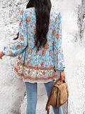 Casual Printed V-Neck Long Sleeve Tops