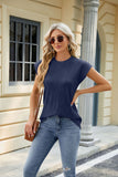 Solid Color Round Neck Loose Short Sleeve T-Shirt Tops