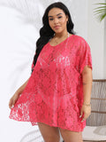 Plus Size Sexy Cover Up Beachwear Lace Cut-Out Beach Dress