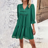 3/4 Sleeves V-Neck Dresses