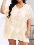 Plus Size Sexy Cover Up Beachwear Lace Cut-Out Beach Dress