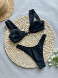 Bikini Solid Color Two Piece Swimsuit