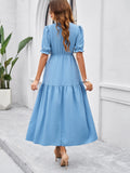 Temperament V-Neck Short-Sleeved Long Skirts