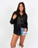 Sequined Long Sleeve Lapel Shirts