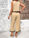 Sleeveless Long Webbing Pants Sets