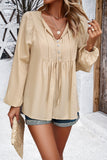 Solid Color V-Neck Long-Sleeved Tops