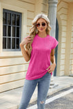 Solid Color Round Neck Loose Short Sleeve T-Shirt Tops