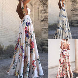 Backless Printed Sleeveless Suspender Dress