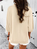 Solid Color Lapel Loose Sweater Top