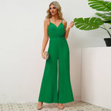 V-Neck Camisole Pleated Jumpsuits