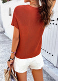 Solid Color Short-Sleeved Turtleneck Sweater Top