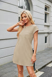 Jacquard Round Neck Pocket Short Sleeve Loose Dress