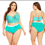 Polka Dot Gathered High-waisted Retro Two-piece Swimsuit