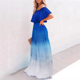 Large Size Chest Wrap Printed Ombre Full Skirt Dress