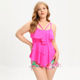 Large Size Three-Layer Ruffled Lace Split Skirt Swimsuits