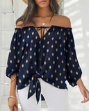 Casual One-word Shoulder Strap Blouse