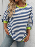 Colorful Striped Crew Neck Loose Sweatshirt