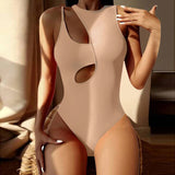 Hollow Solid Color One-piece Swimsuit