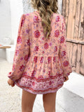 Casual Printed V-Neck Long Sleeve Tops