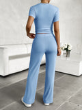 Round Neck Short Sleeve Trousers Suits