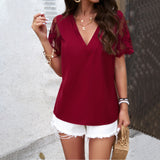 V-Neck Jacquard Tops