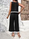 Sleeveless Long Webbing Pants Sets