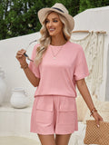 Loose Round Neck Short Sleeved Top+Shorts Sets