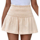 Solid High Waist Pleated Shorts